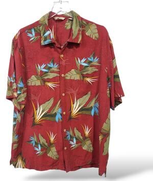 Paradise Collection Mens SZ XL Silk Hawaiian Button Down Shirt Short Sleeve